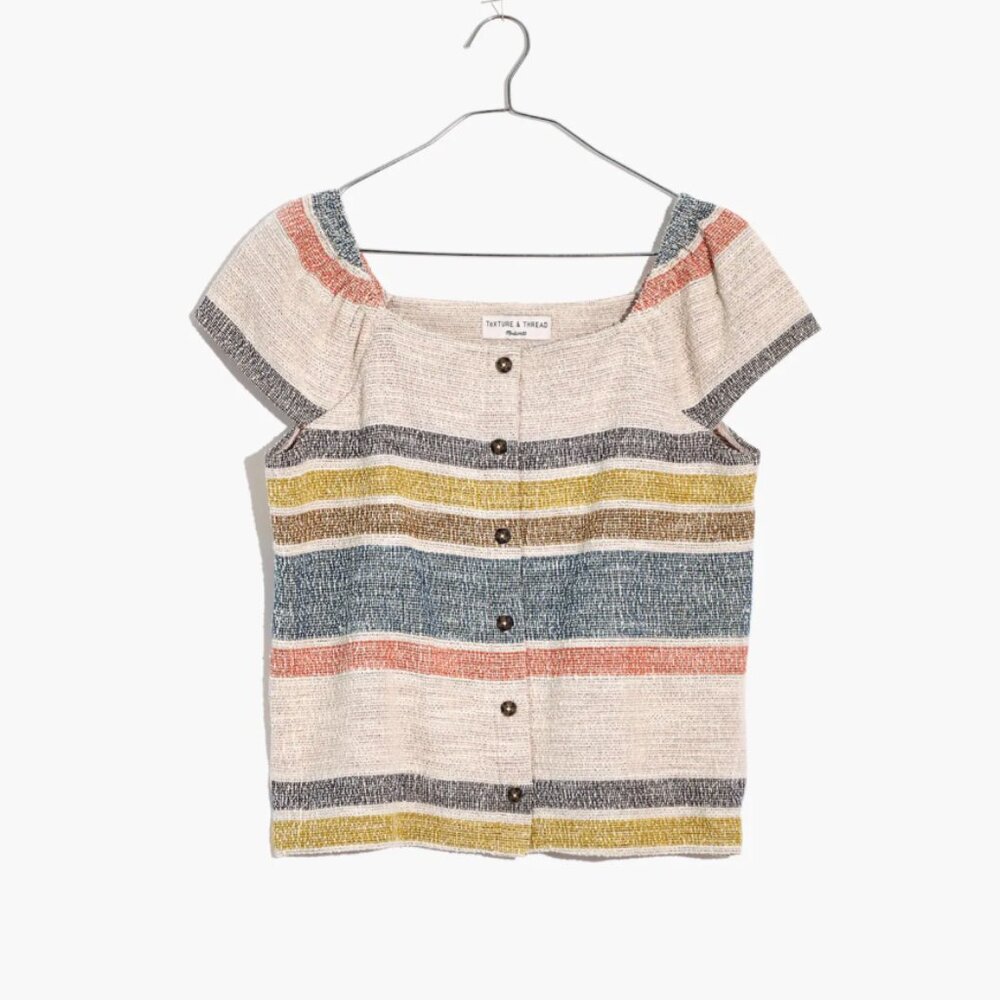 Madewell Texture & Thread Button-Front Top In Str… - image 4